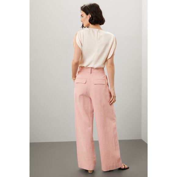 EN SAISON Dusty Pink Linen Style Front Zipper Macey Trousers Pants Size Small - Picture 3 of 16